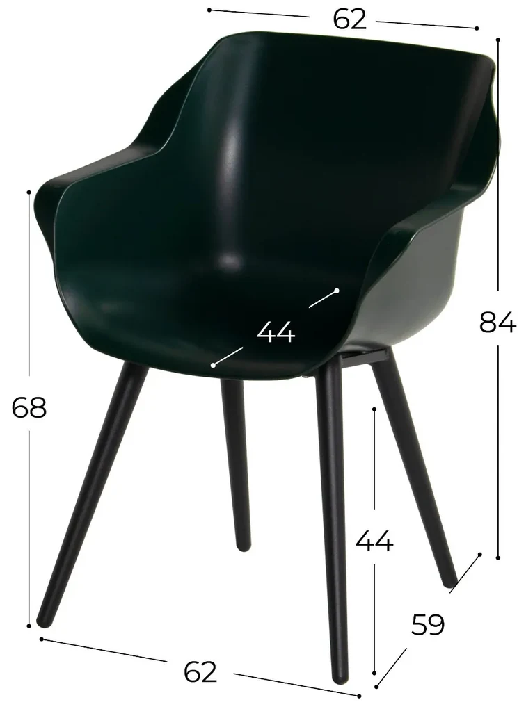 Hartman Sophie Studio dining armstoel - Night Green - Alu poot