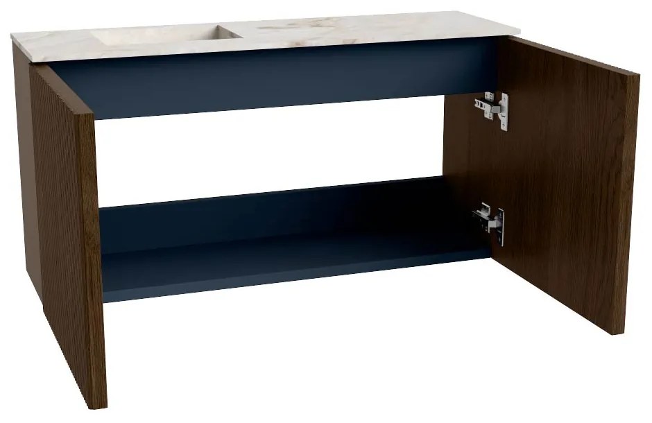 Mondiaz Joya DLux 80cm toiletmeubel walnut met wastafel faye links 1 kraangat frappe
