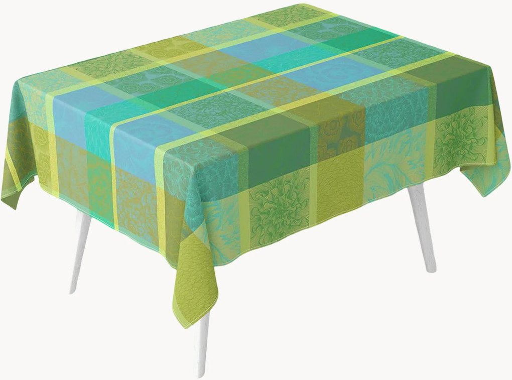 Jacquard tafelkleed Mille Rainures Atoll met acryl coating