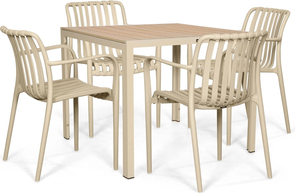 Tuinset 4 personen 909 cm Kunststof Zand/Beige Domani Furniture Alba/Creta