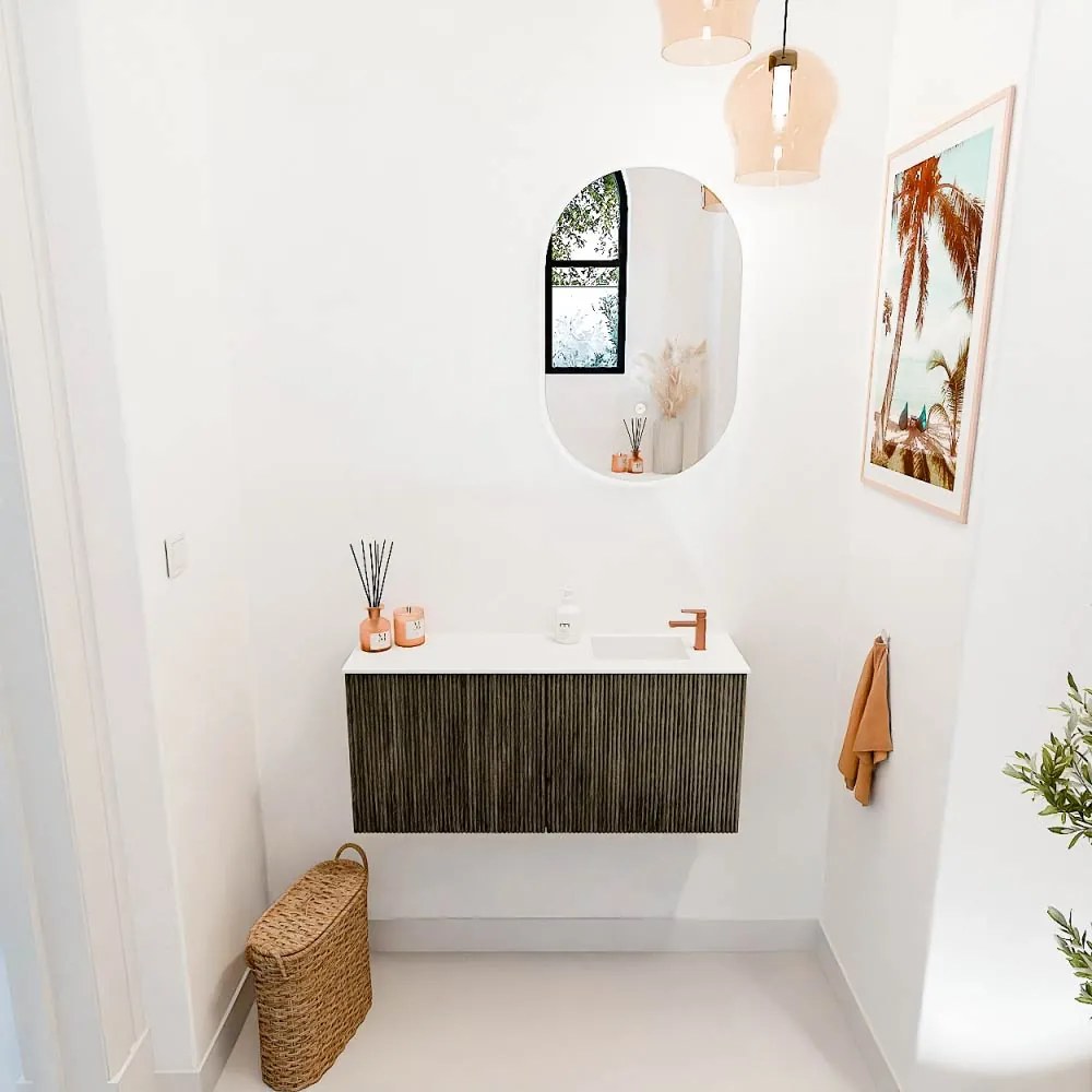 Mondiaz Joya 90cm toiletmeubel shadow met wastafel faye rechts 1 kraangat talc