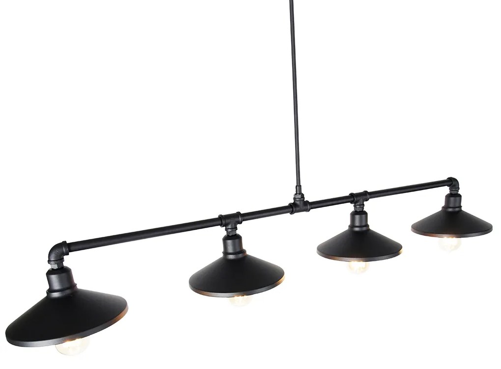 Industriële hanglamp zwart 4-lichts - Laser