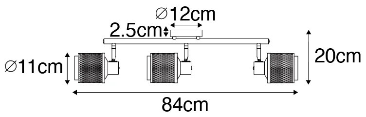 Industriële Spot / Opbouwspot / Plafondspot zwart met goud 3-lichts - Kayden Industriele / Industrie / Industrial E14 Binnenverlichting Lamp