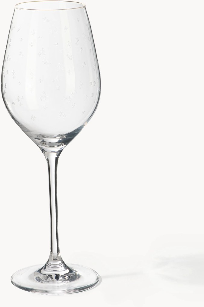 Kristallen witte wijnglazen Estrella met winters motief, 4-delig