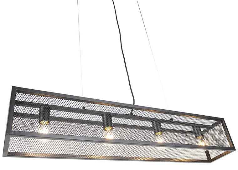 Smart industriële hanglamp zwart incl. 4 WiFi A60 - Cage Wire