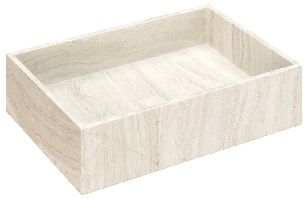Fontana White Travertin beach eiken wastafelmeubel 100cm met toppaneel en rechthoekige waskom