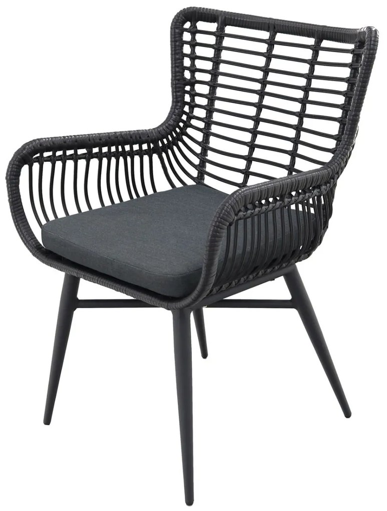 Jasmine Black/Rome 4-persoons dining tuinset 170x100 cm. - Brown teak