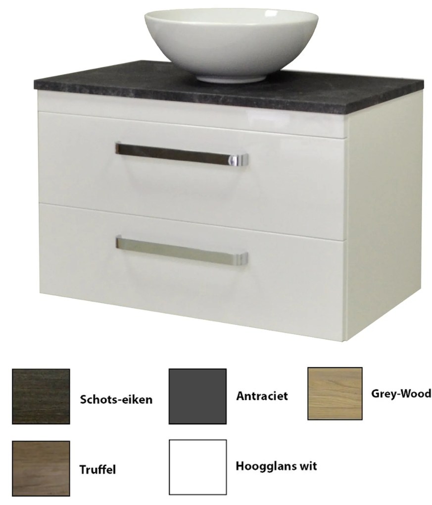 Sanicare Q11 badkamermeubel met black-stone topblad 80 cm truffel