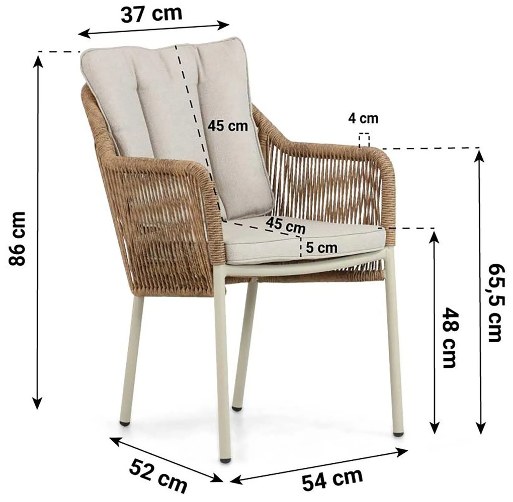 Tuinset 4 personen 90 cm Aluminium/Rope Taupe De Laan Projects
