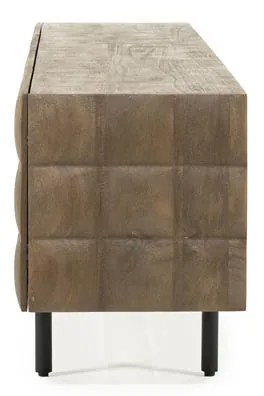 Eleonora Felix Tv-meubel Mangohout Met Vierkantjes 214 Cm - 214x41.5x54cm.
