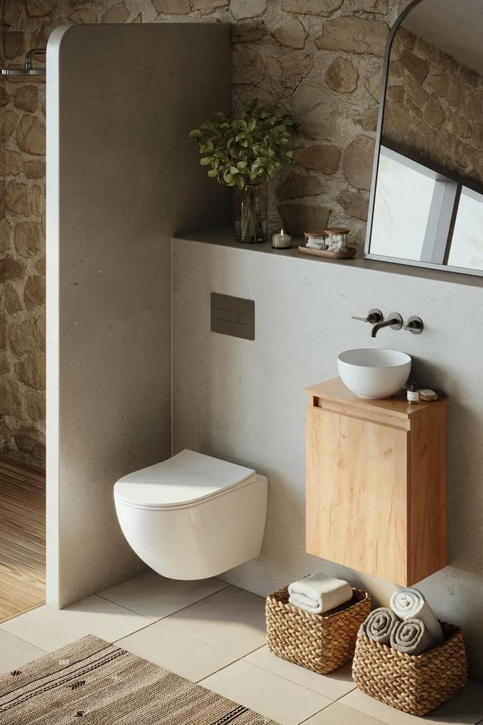 Fontana Bano toiletmeubel warm eiken 40x22cm met mat witte waskom