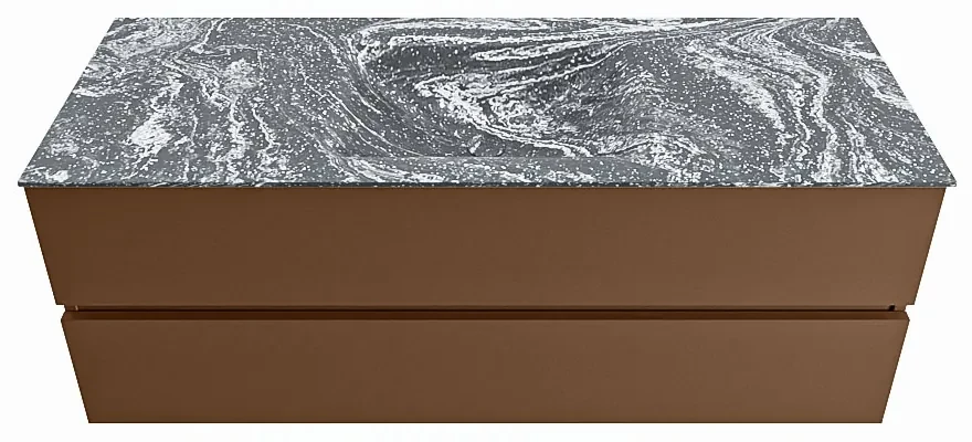 Mondiaz Vica DLux badmeubel 130cm rust 2 lades met wastafel lava midden zonder kraangat