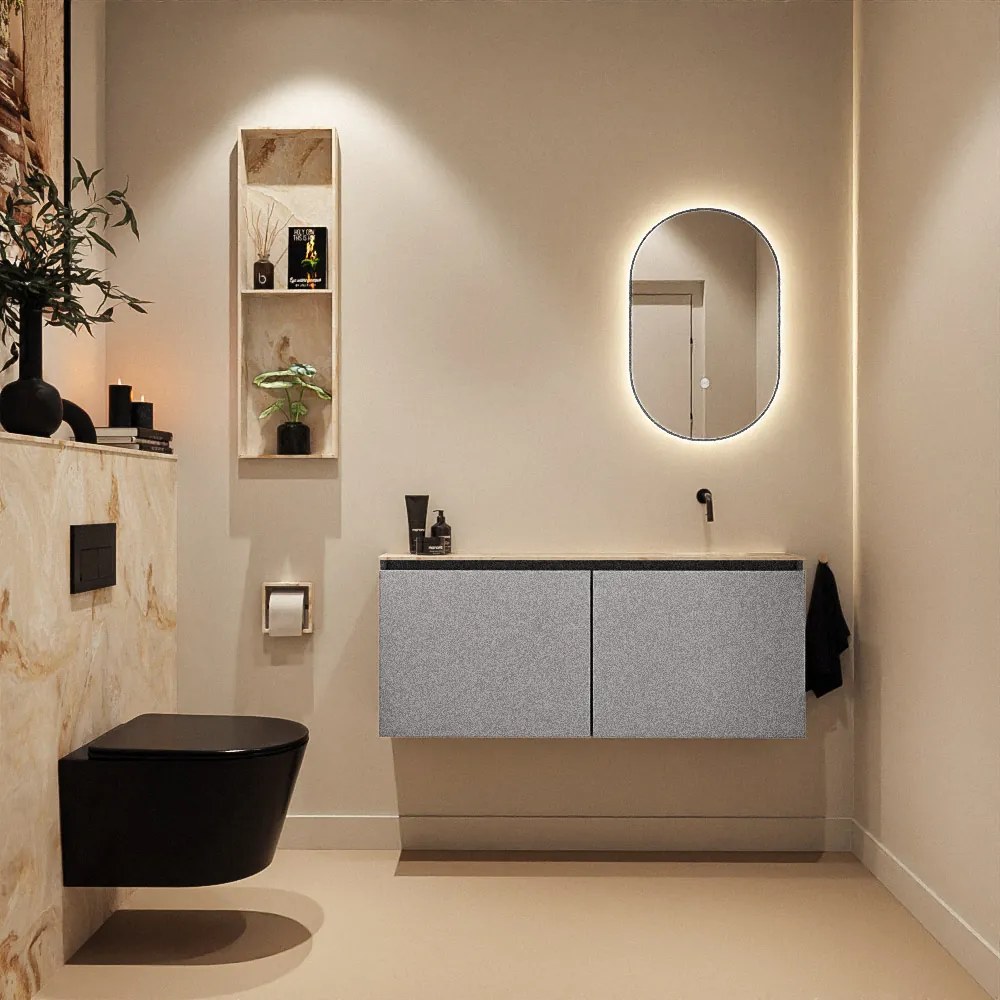 Mondiaz Ture DLux toiletmeubel 120cm plata met wastafel frappe rechts zonder kraangat