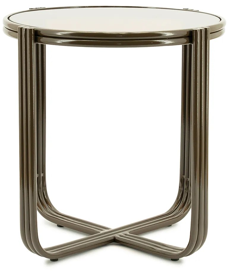 Retro Bijzettafel Glas Bruin - 42 X 42cm.