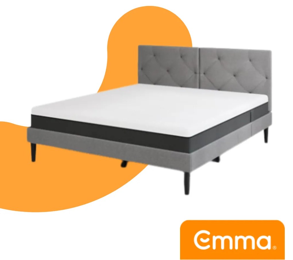 Emma Original Bed - 140x200 cm - Donker grijs - Klassiek Hoofdbord - 2 Lades