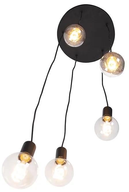 Moderne hanglamp zwart 35 cm 5-lichts - Facil Modern E27 Binnenverlichting Lamp