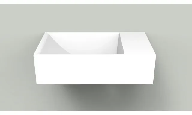 Arcqua Marble Free fontein - 40x22x12cm - zonder kraangat - wasbak links -mat wit WAS118877