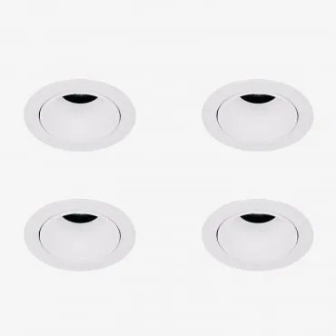 Pack Van 4 Inbouw Led-downlights Met Ronde Frames Ø5 Cm In Aluminium Luisiana Wit & Wit Koud 4000k & 3 W & 19º - Sklum