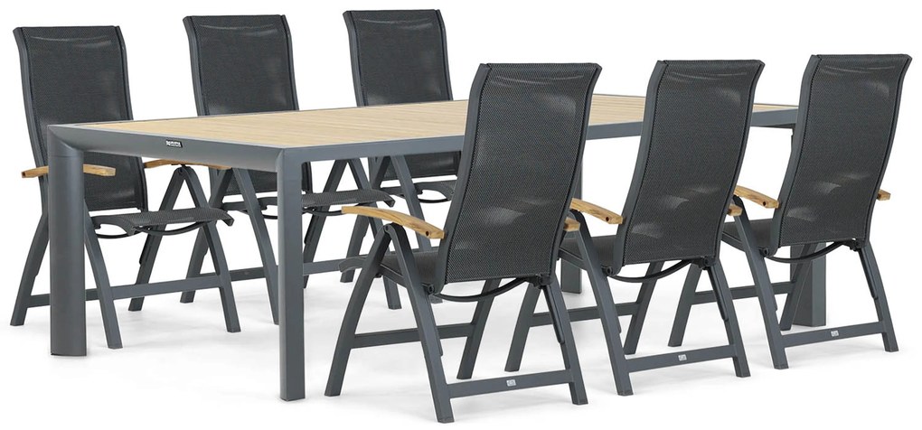 Tuinset 6 personen 240 cm Aluminium/textileen Grijs Presto Tarenta/Borello