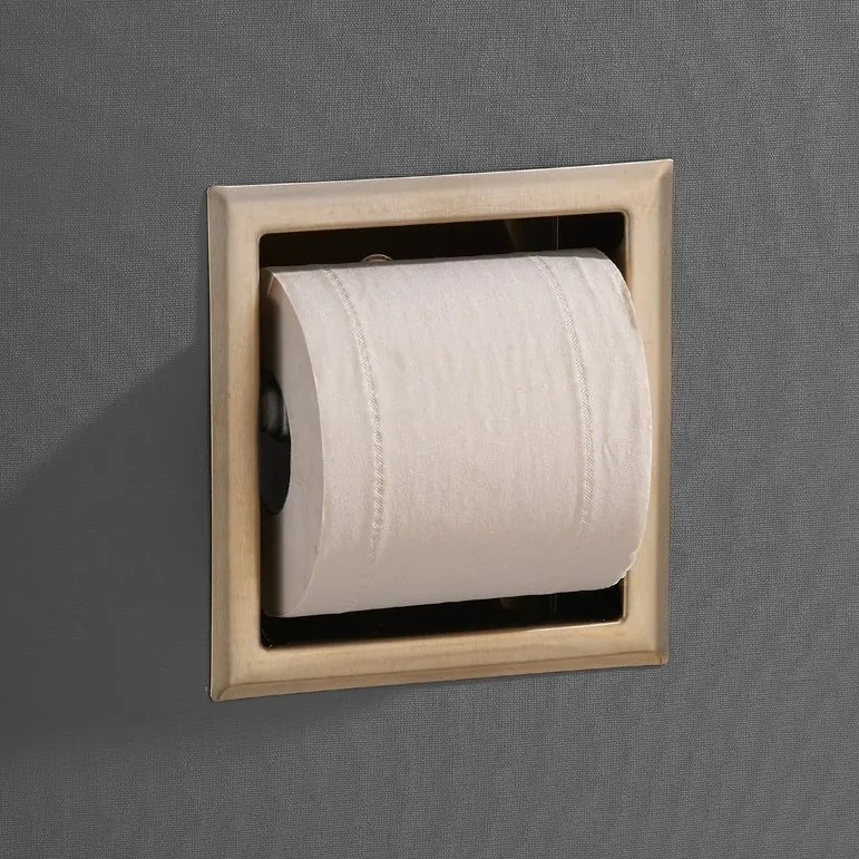 Saniclear Brass inbouw toiletrol houder zonder klep geborsteld messing - mat goud