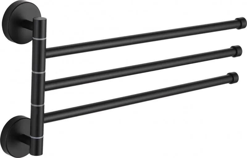 Mexen drievoudige draaibare handdoekhouder, zwart - 7039243-70