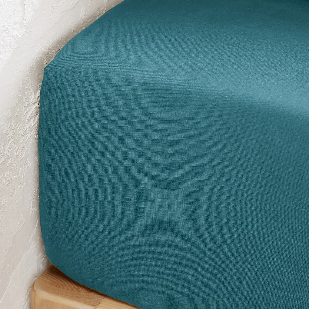 Hoeslaken in gewassen linnen, omslag 35 cm, Linot