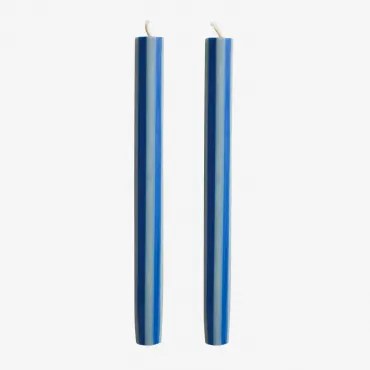 Set Van 2 Decoratieve Kaarsen Soraia Mistblauw - Kenblauw - Sklum