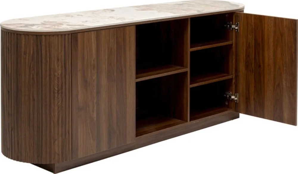 Hout Dressoir Met Marmer - 180x45x76cm.