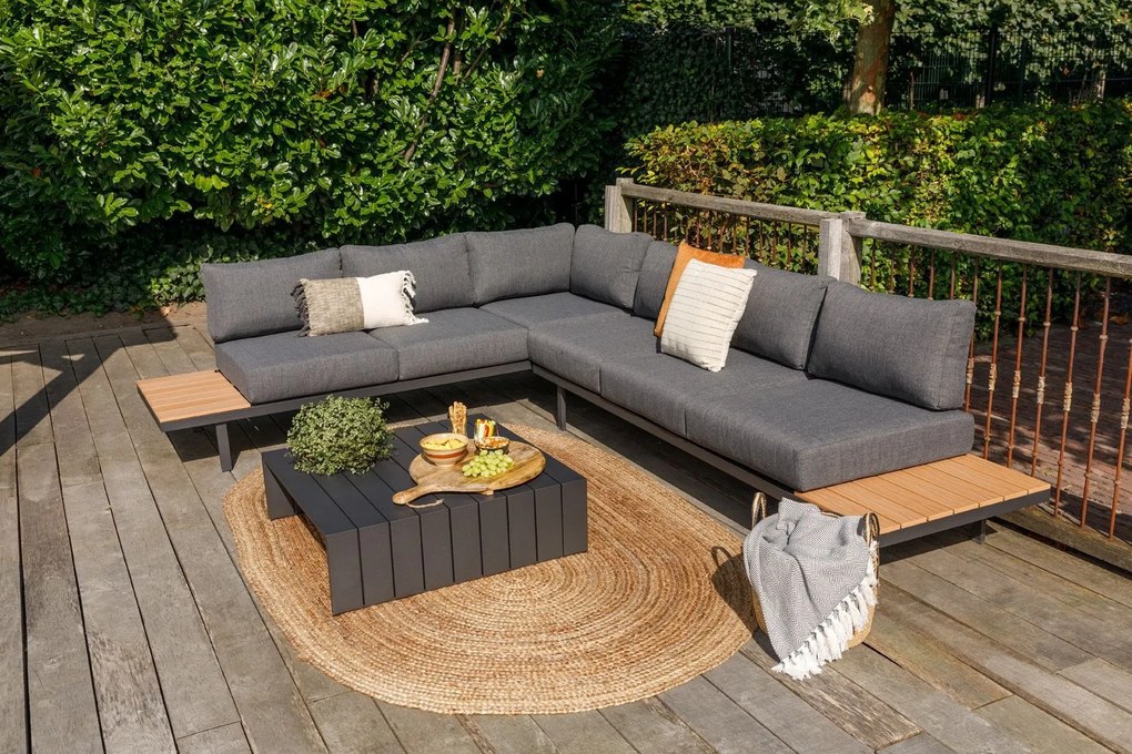 Exotan Hoek Loungeset - Bari - Antraciet - Aluminium - Polywood - Exotan