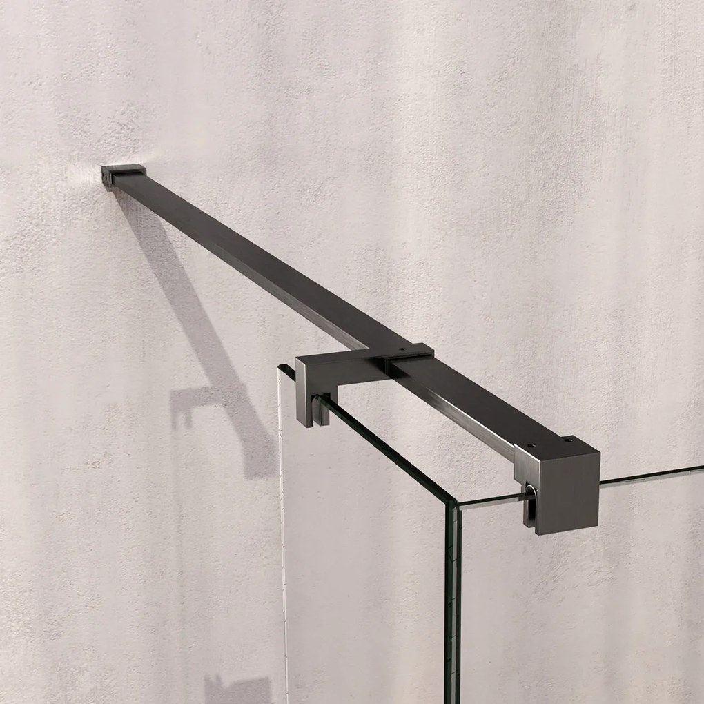 Brauer Void profielloze inloopdouche 90cm met 30cm zijwand gunmetal geborsteld PVD