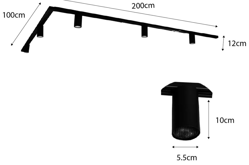 Modern railsysteem met 5 Spot / Opbouwspot / Plafondspots zwart 1-fase GU10 50mm - Iconic Ruby GU10 Binnenverlichting Lamp