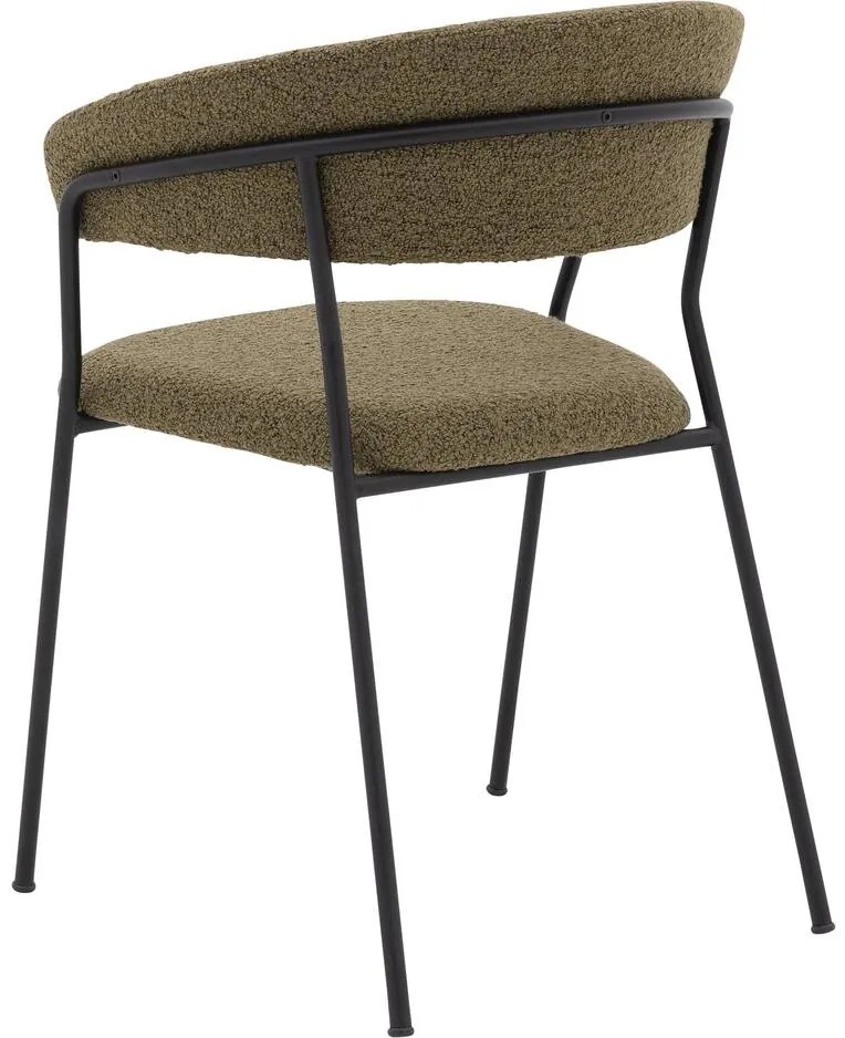 Goossens Eetkamerstoel Ce groen stof met armleuning, modern design