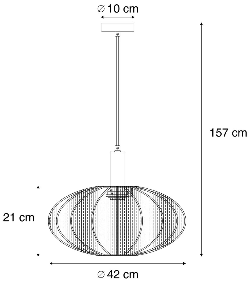 Japandi hanglamp beige met stoffen kap - BidaJapandi E27 Scandinavisch rond Binnenverlichting Lamp