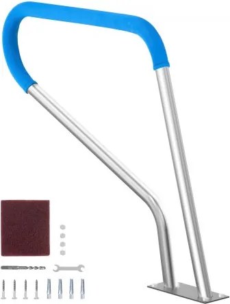 VEVOR zwembadleuning, 990 x 100 x 812 mm, zwembadinstap, roestvrij staal met voetplaat voor binnen- en buitenbaden, zwembadinstaphulp, roestvrije handgreep met handgreepafdekking en accessoires voor spa's