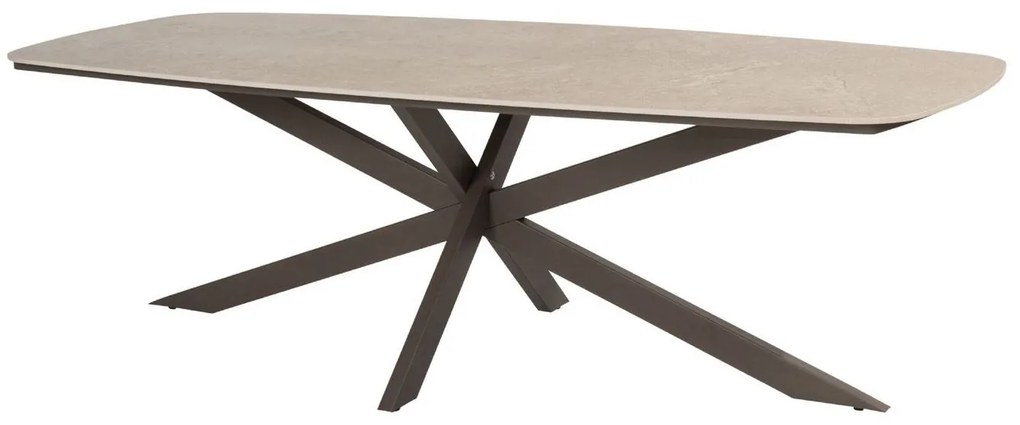 4 Seasons Outdoor Fabrice tuinset terre met Prado tafel met keramisch blad in barrelvorm 240 x 105 cm SALE Tuinset bruin weerbestendig