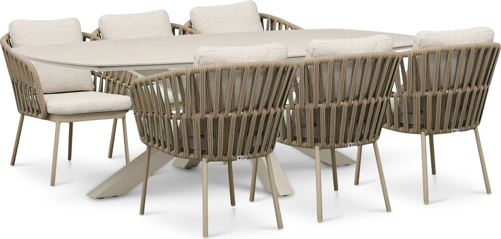 Tuinset 6 personen 240 cm Rope Zand/Beige Coco Elara/Voyage
