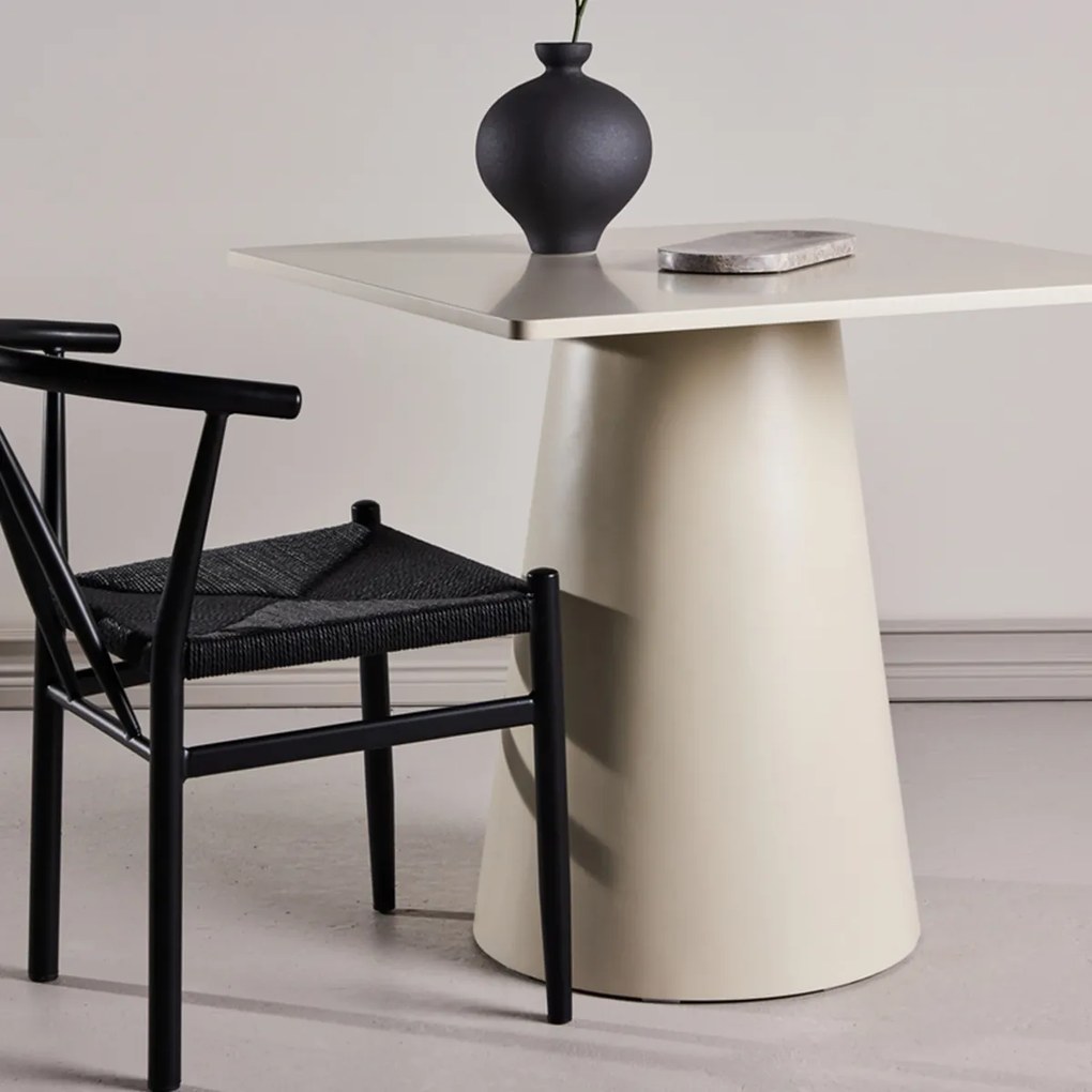 Vierkante Eettafel Met Ronde Voet Beige - 80 X 80cm.