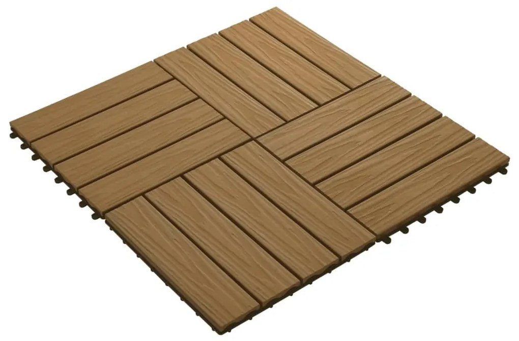 vidaXL Terrastegels diep reliëf 30x30 cm 1 m² HKC teakkleur 11 st