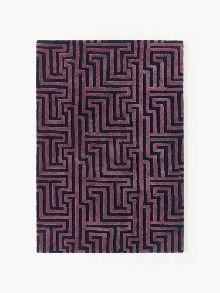 Handgetuft wollen vloerkleed Monty met verhoogd hoog-laag structuur