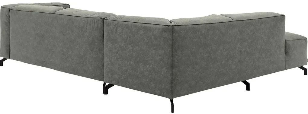 Goossens Bank Calvin grijs, micro leer, 3-zits, modern design met ligelement links