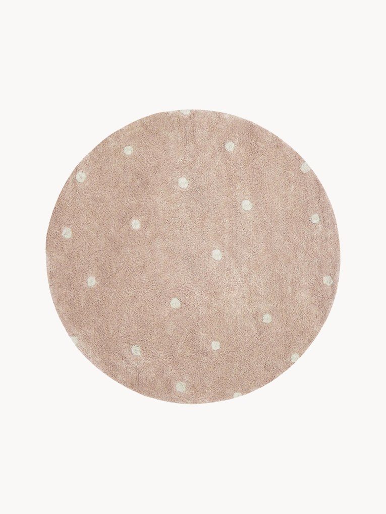 Handgetuft rond vloerkleed Dot met hoog-laag effect, wasbaar