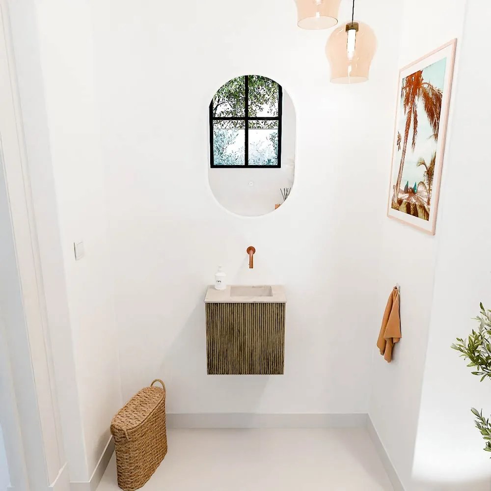 Mondiaz Joya DLux 40cm toiletmeubel dusk met wastafel faye rechts zonder kraangat frappe