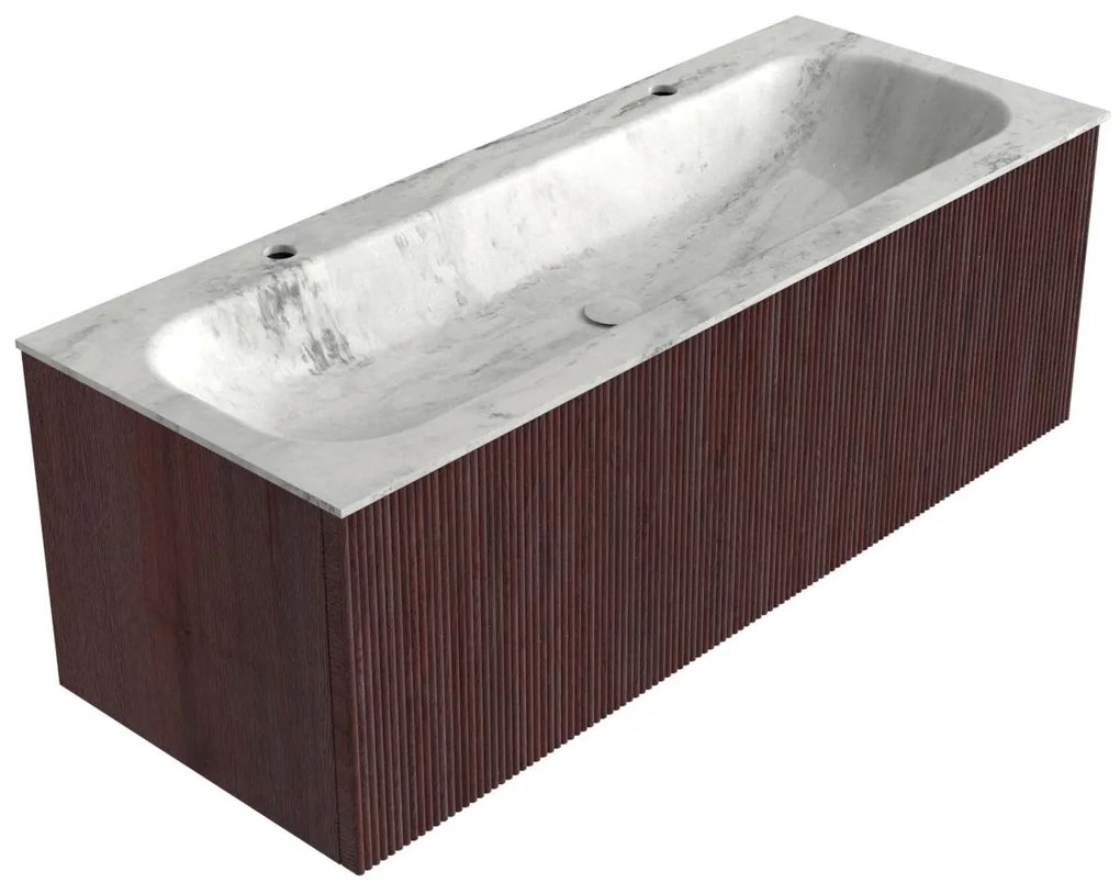 Mondiaz Kurve-dlux 120cm badmeubel ruby met 1 lade en wastafel big large midden 2 kraangaten opalo