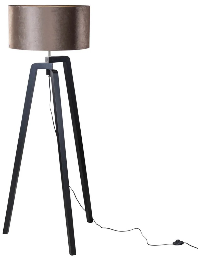 Vloerlamp zwart met velours kap bruin 50cm - Puros