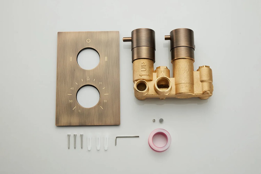 Saniclear Antique complete inbouw thermostaat rechthoekig verouderd messing