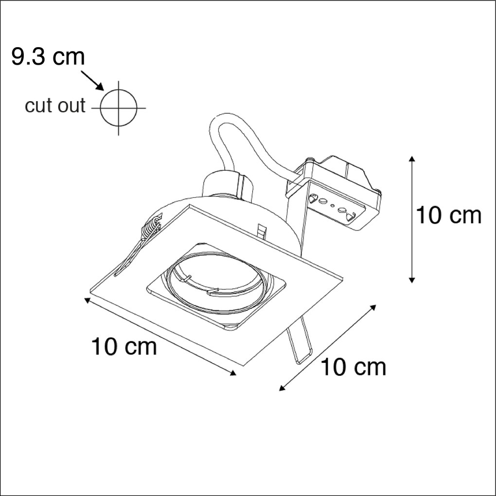 Set van 6 Vierkante inbouwspot messing draai- en kantelbaar - Artemis GU10 Binnenverlichting Lamp