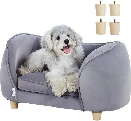 VEVOR Huisdierenbank, Hondenbank voor Kleine Honden en Katten, Zacht Fluwelen Hondenbed, Draagvermogen 30 kg Kattenbank, Hondenbed, Huisdierbed Donkergrijs