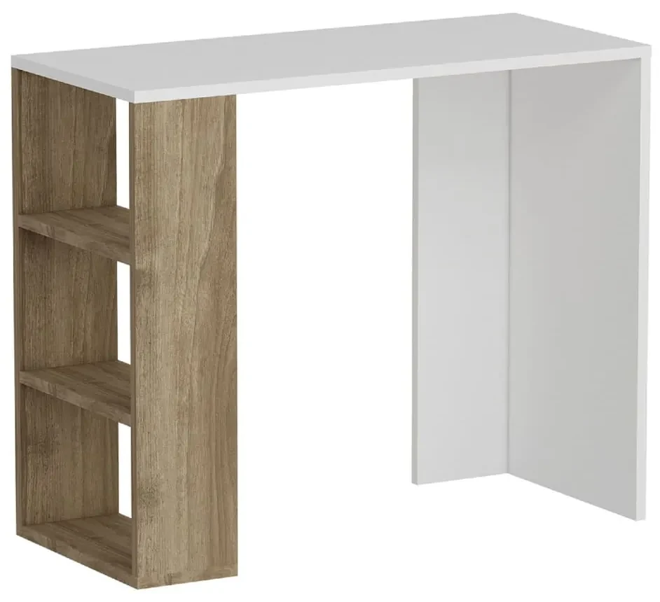Homemania Computerbureau Rosa 90x40x75 cm wit en walnootkleurig