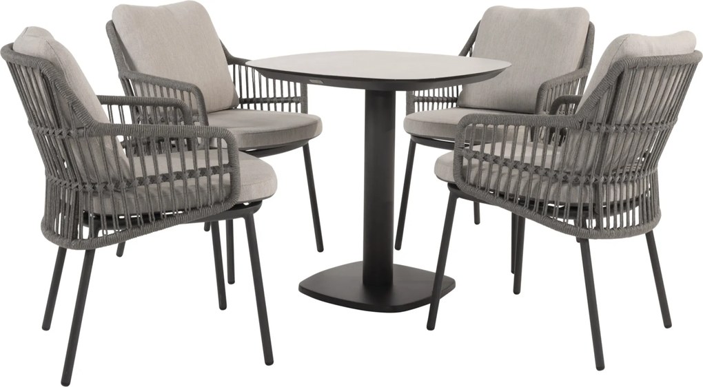 Manolo Alicante dining tuinset 75x75xH75 cm 5 delig keramiek antraciet Taste 4SO