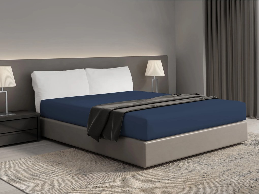 Hoeslaken King - 100% katoensatijn - 140x200 - blauw